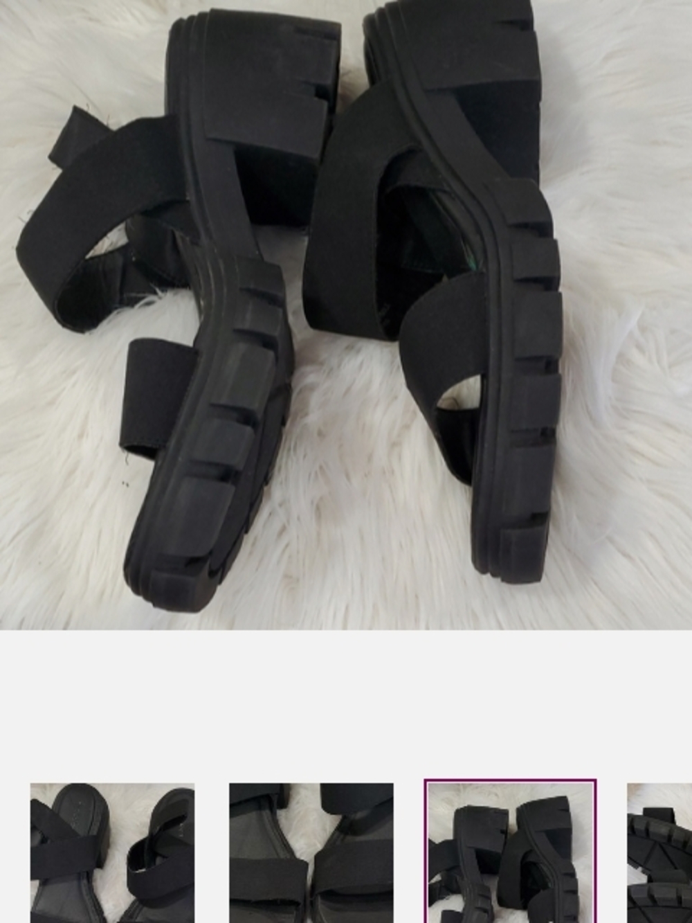 Madden Girl Black Chunky Platform Sandals with Elastic Cross Straps